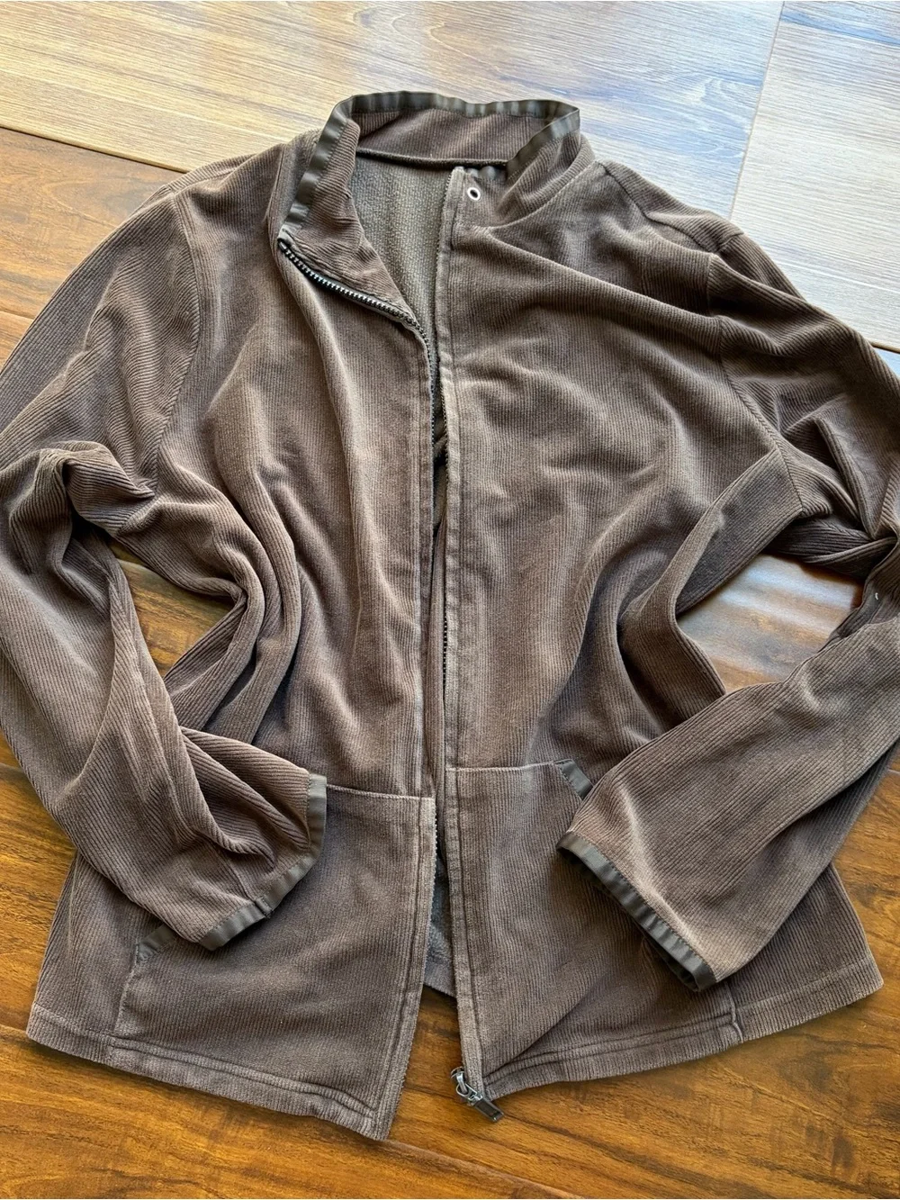Brown Corduroy Zip Front Jacket